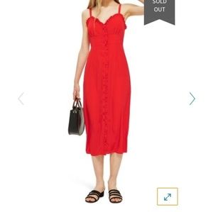 TopShop Ruffle Down Cami Slip Dress Red Sz US 12